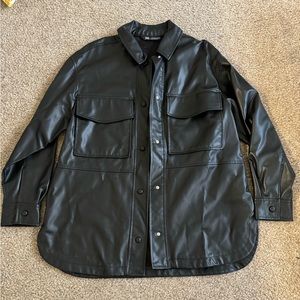 Zara faux leather shacket (shirt-jacket), fleece lined